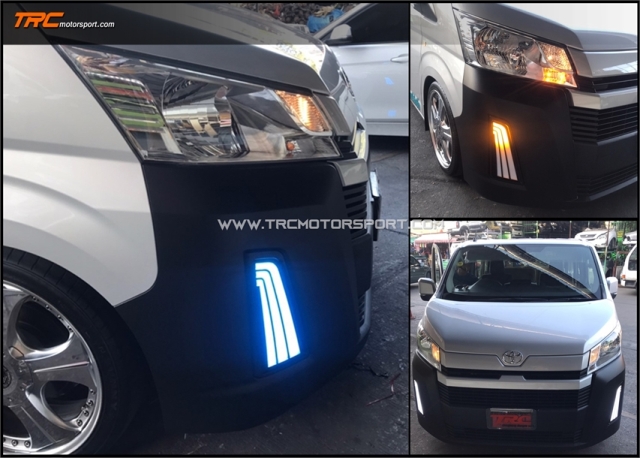 ฝาครอบสปอร์ตไลท์ HIACE 2019 DRL LIGHTBAR ตรงรุ่น V1.0 รุ่นใหม่ 3 ฟังชั่น Day-Nighttime-สัญญาณไฟเลี่ยววิ่ง